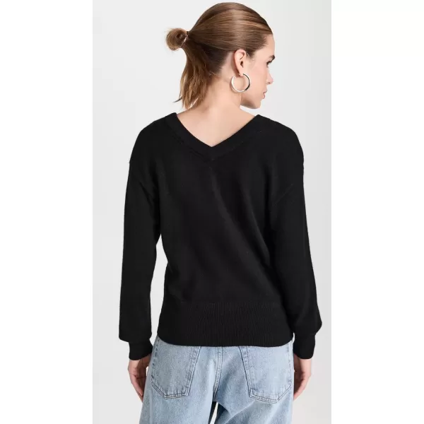 White  Warren Womens Cashmere Wide V Neck SweaterBlack