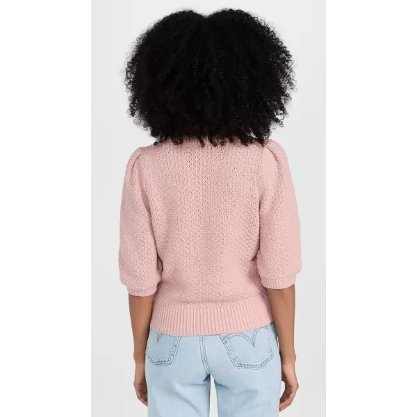 White  Warren Womens Cotton Tuck Stitch Puff Sleeve TopMuted Rose