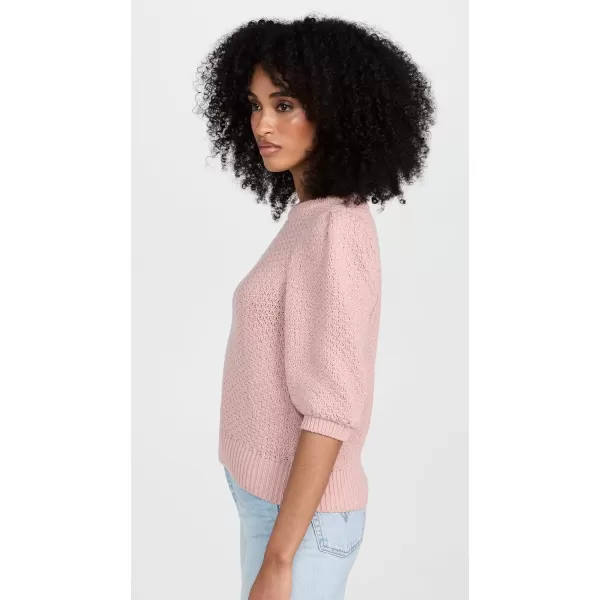 White  Warren Womens Cotton Tuck Stitch Puff Sleeve TopMuted Rose