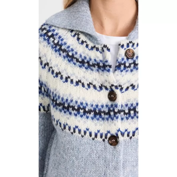 White  Warren Womens Plush Alpaca Blend Fair Isle CardiganLight Blue Combo