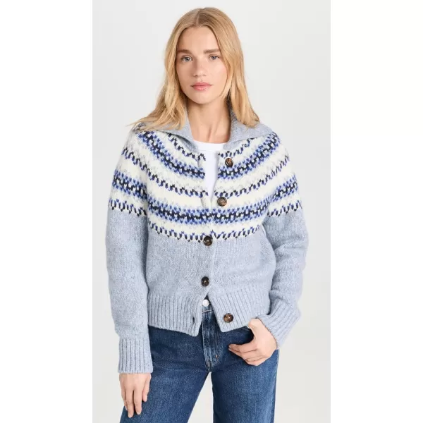 White  Warren Womens Plush Alpaca Blend Fair Isle CardiganLight Blue Combo