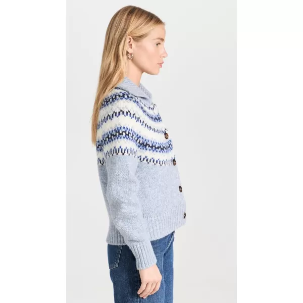 White  Warren Womens Plush Alpaca Blend Fair Isle CardiganLight Blue Combo