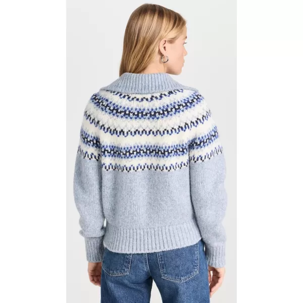 White  Warren Womens Plush Alpaca Blend Fair Isle CardiganLight Blue Combo