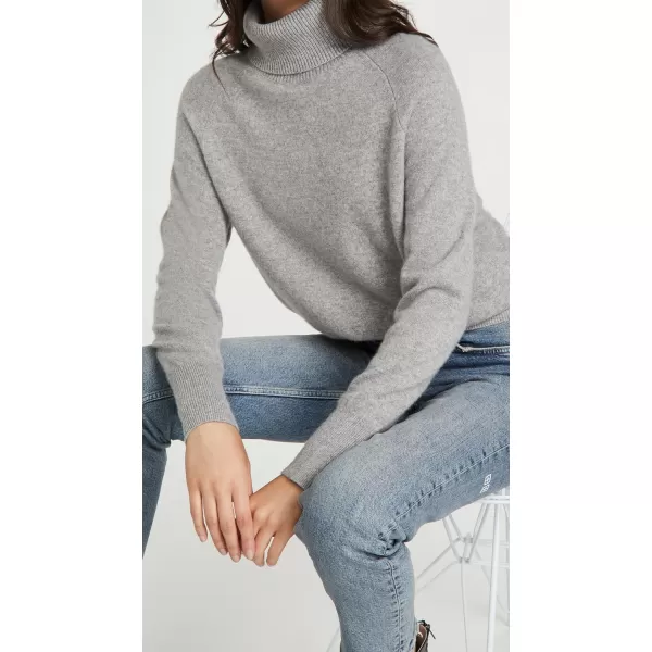 White  Warren Womens Ribbed Trim Cashmere TurtleneckGrey Heather