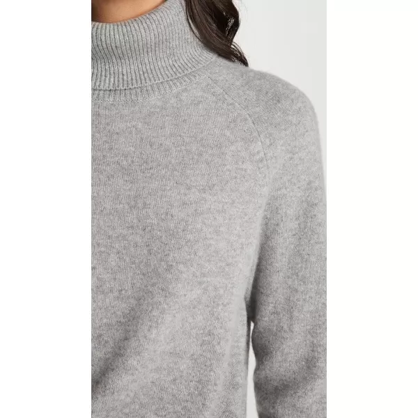 White  Warren Womens Ribbed Trim Cashmere TurtleneckGrey Heather