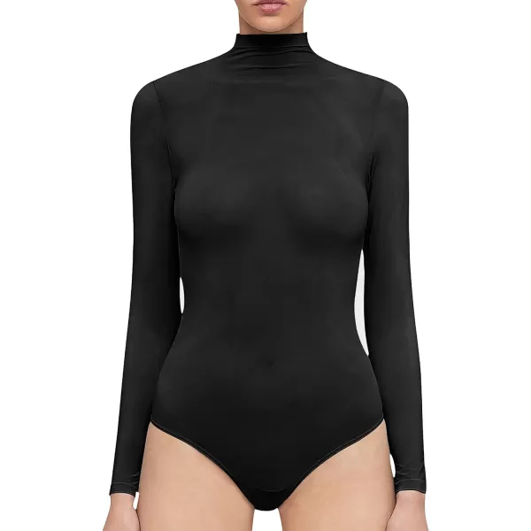 Wolford Buenos Aires String Body for Women Turtleneck Thong Back Long Sleeves Stylish Comfortable For Everyday WearBlack