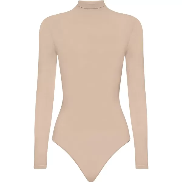 Wolford Buenos Aires String Body for Women Turtleneck Thong Back Long Sleeves Stylish Comfortable For Everyday WearCaf Au Lait