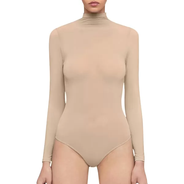 Wolford Buenos Aires String Body for Women Turtleneck Thong Back Long Sleeves Stylish Comfortable For Everyday WearCaf Au Lait