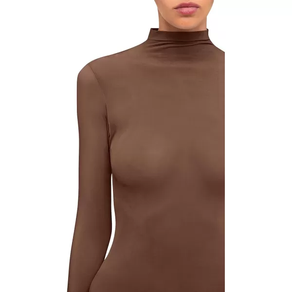 Wolford Buenos Aires String Body for Women Turtleneck Thong Back Long Sleeves Stylish Comfortable For Everyday WearUmber