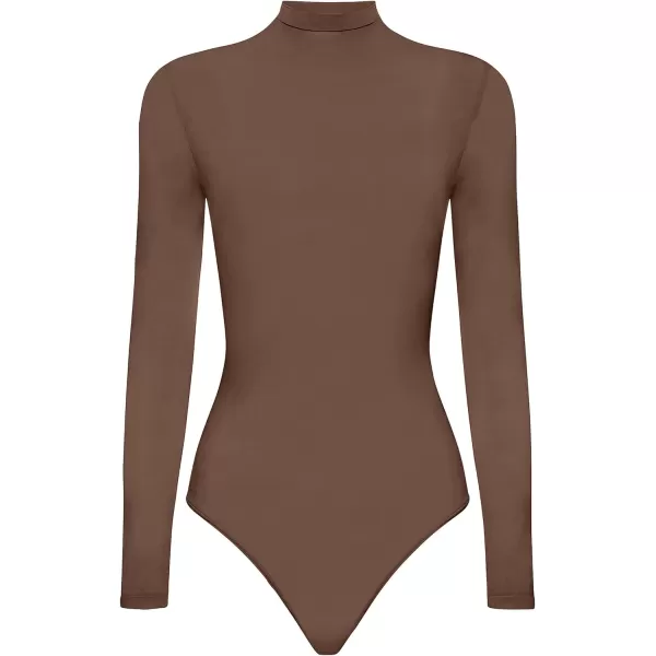 Wolford Buenos Aires String Body for Women Turtleneck Thong Back Long Sleeves Stylish Comfortable For Everyday WearUmber