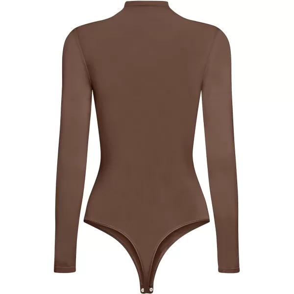 Wolford Buenos Aires String Body for Women Turtleneck Thong Back Long Sleeves Stylish Comfortable For Everyday WearUmber