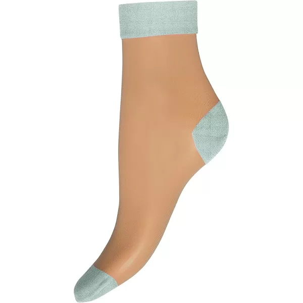 Wolford Colour Shade Socks for Women 20 Denier SheerOpaque Circular Knit High Contrast Heel Toe Cuffs Comfort Everyday WearFairly LightAqua