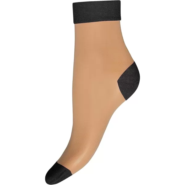 Wolford Colour Shade Socks for Women 20 Denier SheerOpaque Circular Knit High Contrast Heel Toe Cuffs Comfort Everyday WearFairly LightBlack