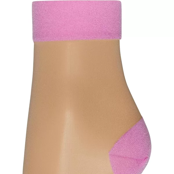 Wolford Colour Shade Socks for Women 20 Denier SheerOpaque Circular Knit High Contrast Heel Toe Cuffs Comfort Everyday WearFairly LightPink