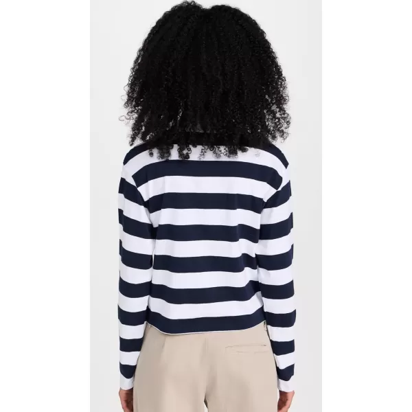 Womens Classic Jersey Rugby Stripe Long Sleeve TopNavyWhite