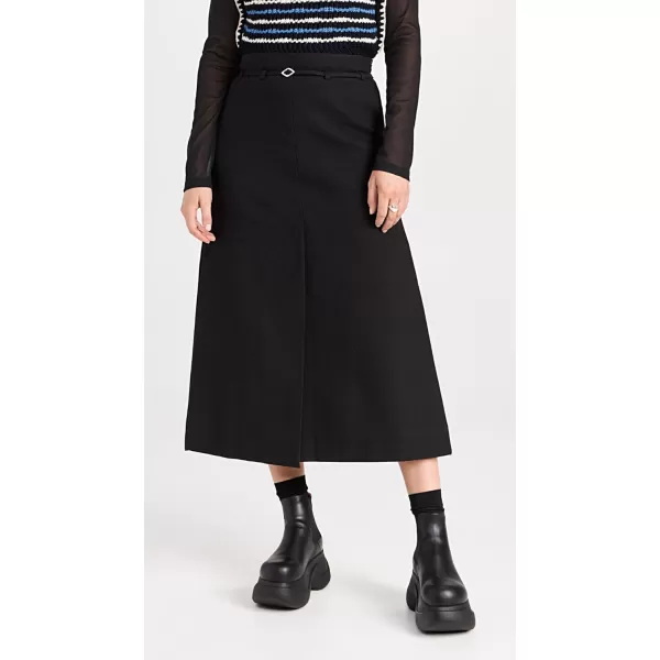 Womens Cotton Suiting Maxi Slit SkirtBlack