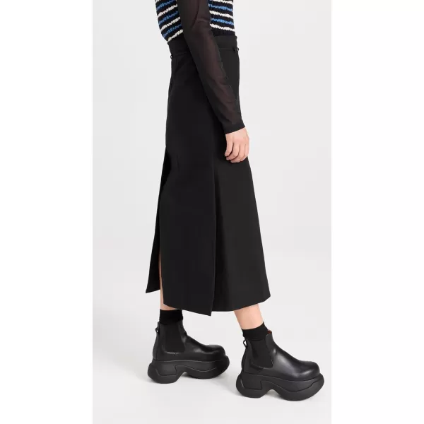 Womens Cotton Suiting Maxi Slit SkirtBlack