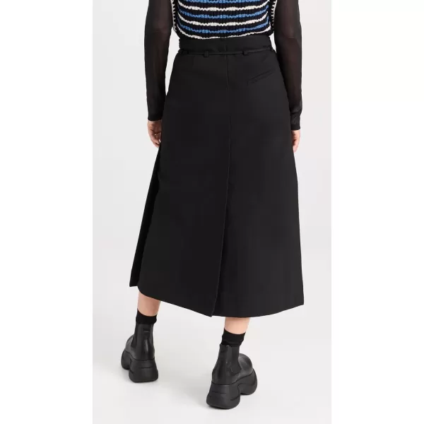 Womens Cotton Suiting Maxi Slit SkirtBlack