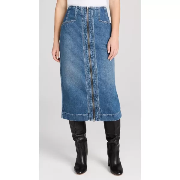 Womens Denim Skirt with ZipMid Blue