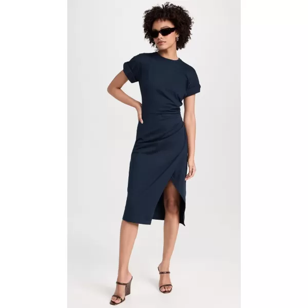 Womens Faux Wrap Midi DressNavy