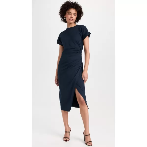 Womens Faux Wrap Midi DressNavy