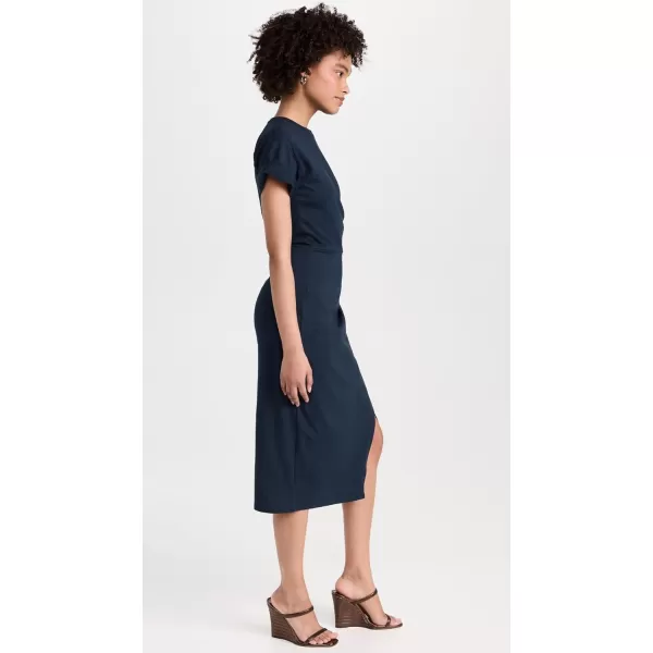 Womens Faux Wrap Midi DressNavy