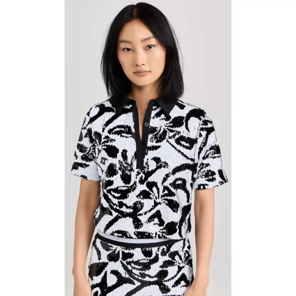 Womens Hibiscus Sequin PoloBlack Hibiscus Sequin