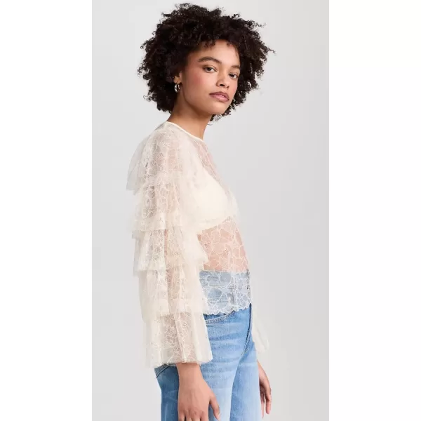 Womens Layered Ruffle Sleeve BlouseCream