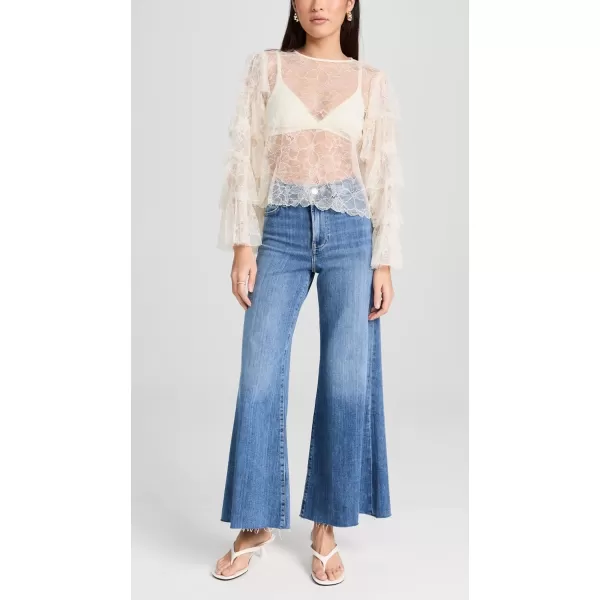 Womens Le Palazzo Crop Raw Fray JeansDaphne Blue