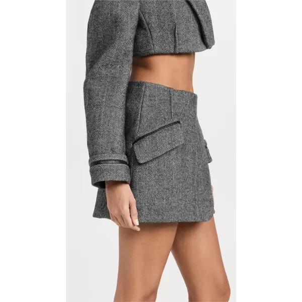 Womens Payton Wrap MiniskirtBlack Herringbone