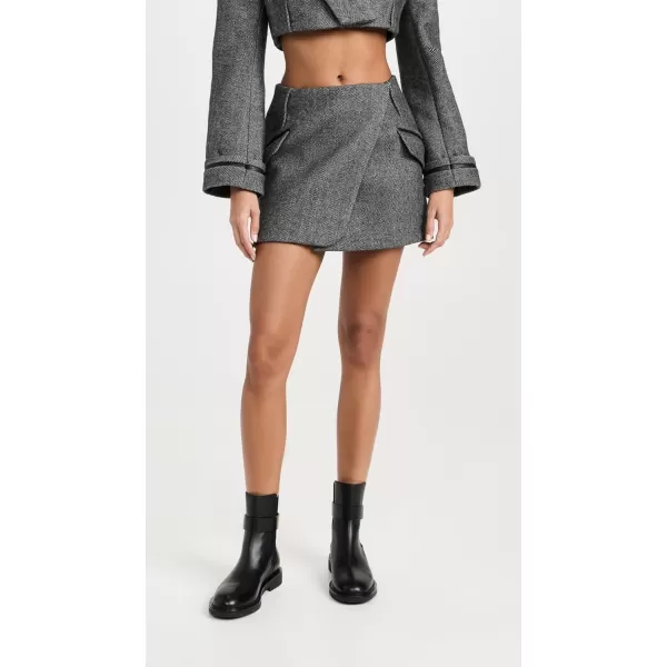 Womens Payton Wrap MiniskirtBlack Herringbone