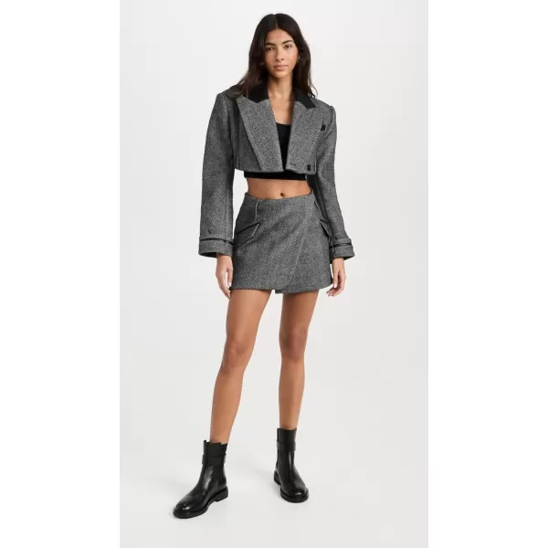 Womens Payton Wrap MiniskirtBlack Herringbone