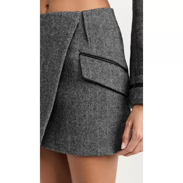 Womens Payton Wrap MiniskirtBlack Herringbone