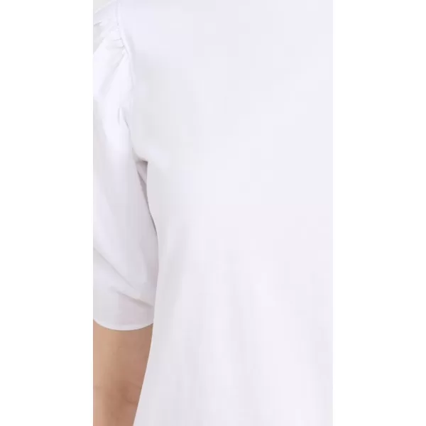 Womens Pleated Puff Sleeve TeeWhite