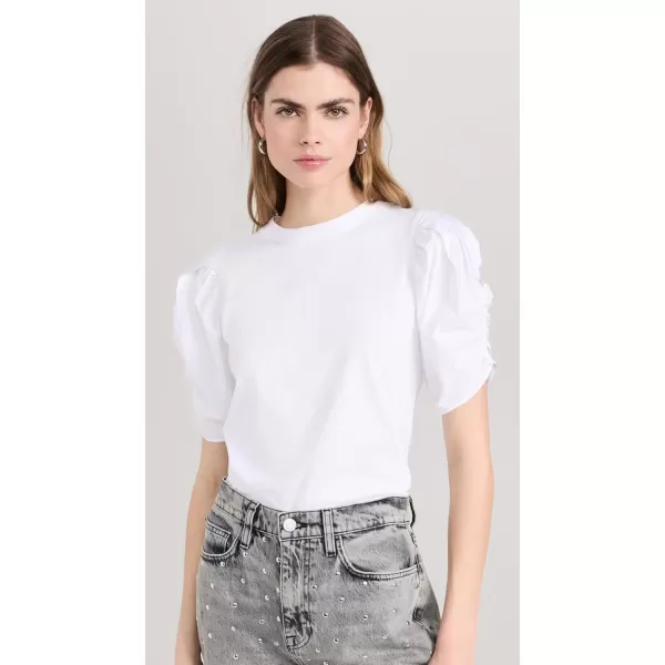 Womens Pleated Puff Sleeve TeeWhite