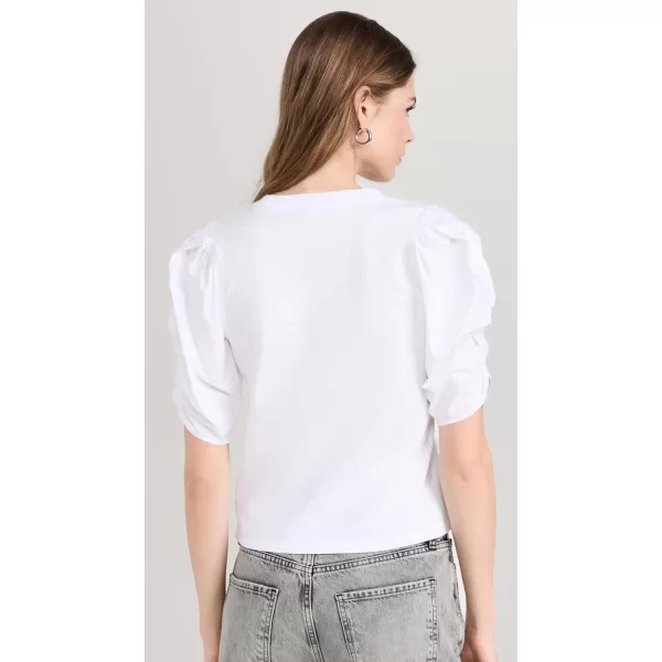 Womens Pleated Puff Sleeve TeeWhite