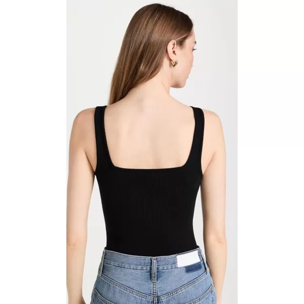 Womens Ribbed Square Neck Tank BodysuitBlack