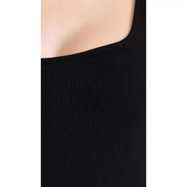 Womens Ribbed Square Neck Tank BodysuitBlack