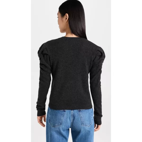 Womens Ruched Sleeve Cashmere SweaterCharcoal Heather