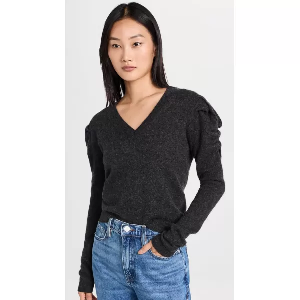 Womens Ruched Sleeve Cashmere SweaterCharcoal Heather