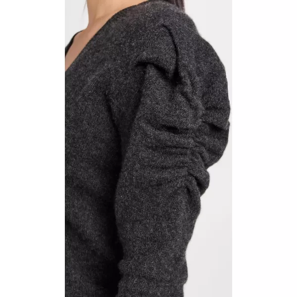 Womens Ruched Sleeve Cashmere SweaterCharcoal Heather