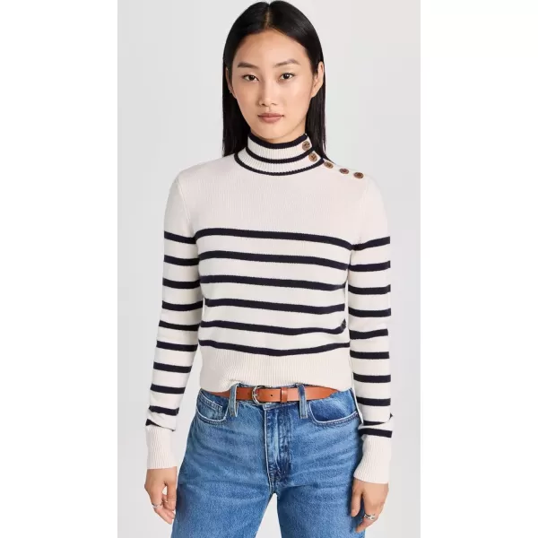 Womens Shrunken Mariner Cashmere TurtleneckOff White Multi