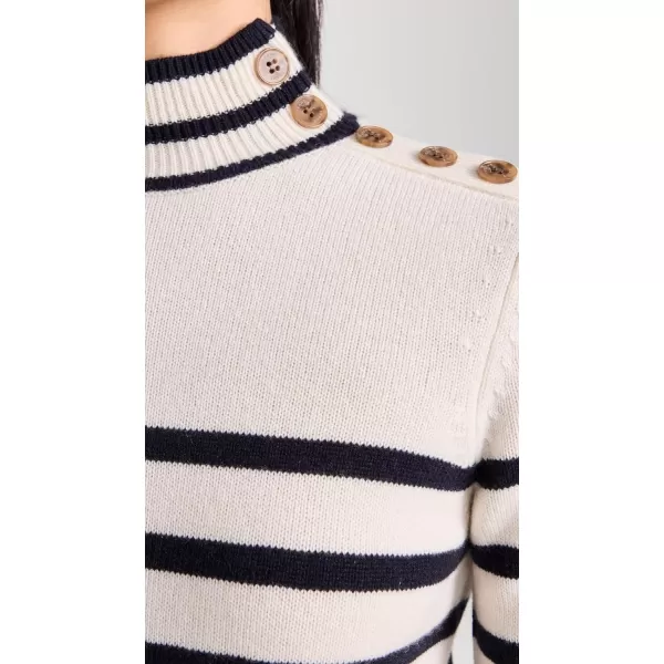 Womens Shrunken Mariner Cashmere TurtleneckOff White Multi