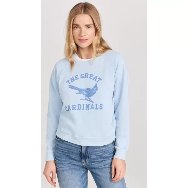 Womens The Shrunken Sweatshirt WPerched Cardinal GraphicLight Sky