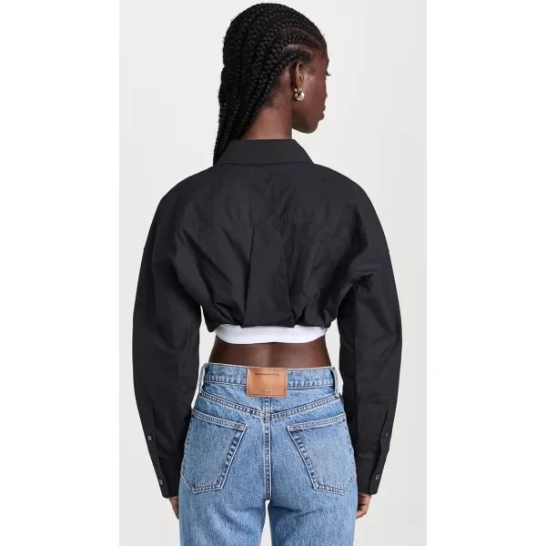 Womens Tucked Shirt Bolero and Logo Elastic TopBlack