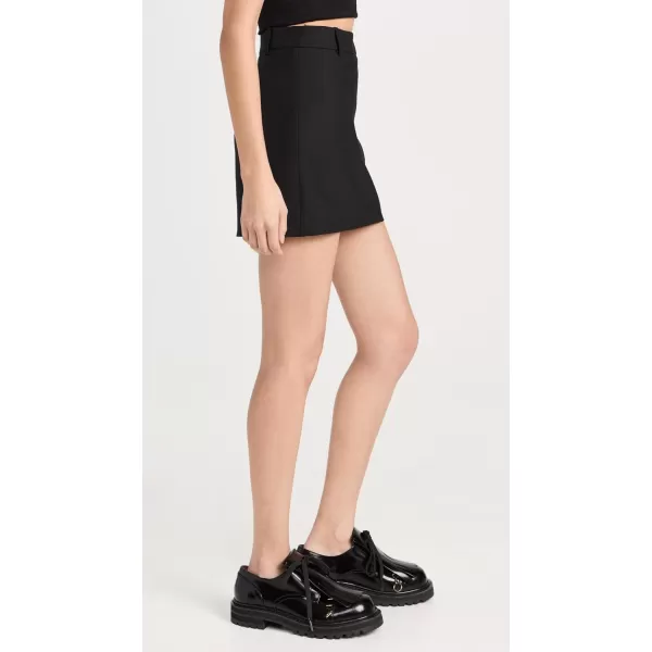 Womens Wool Blended Belted Mini SkirtBlack