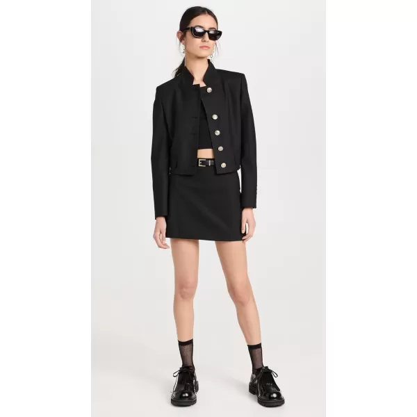 Womens Wool Blended Belted Mini SkirtBlack