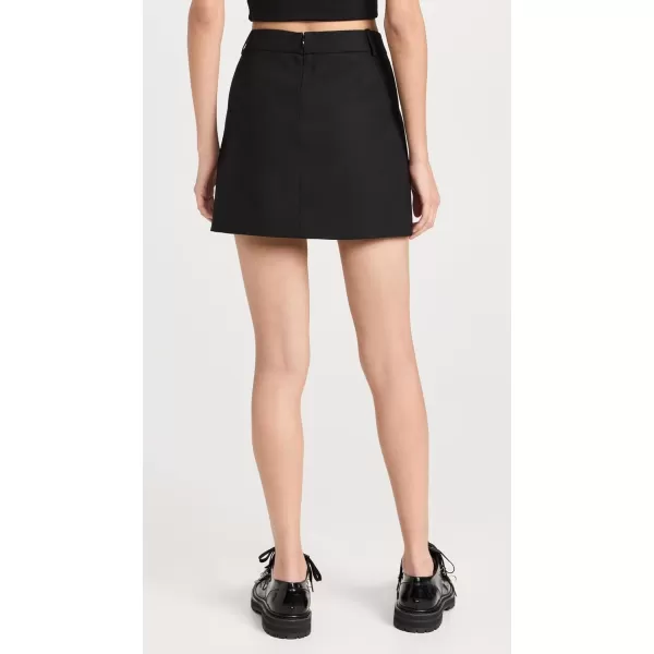 Womens Wool Blended Belted Mini SkirtBlack