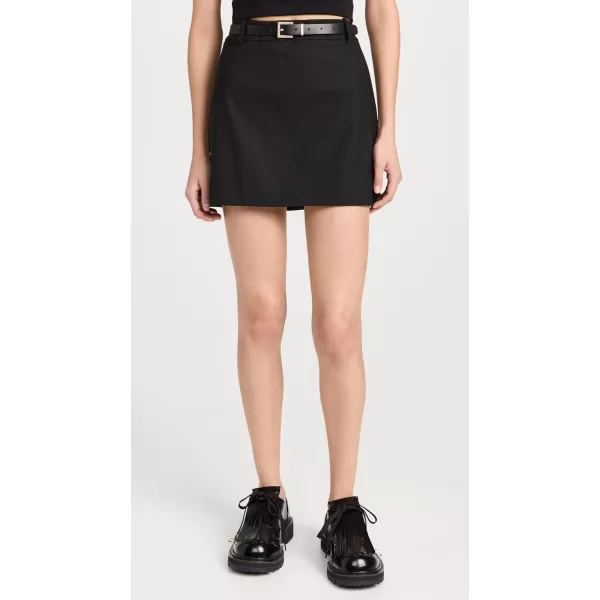 Womens Wool Blended Belted Mini SkirtBlack