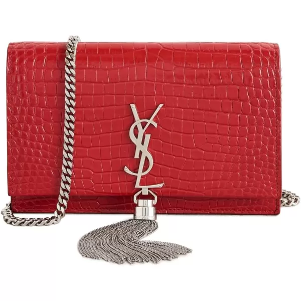 YSL Womens PreLoved Ysl Red Embossed Kate Tassel Chain Wallet Red One SizeYSL Womens PreLoved Ysl Red Embossed Kate Tassel Chain Wallet Red One Size